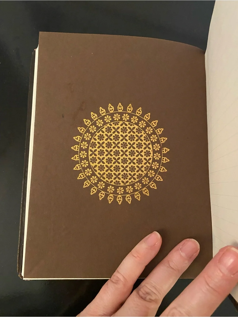 Embossed brown faux leather journal